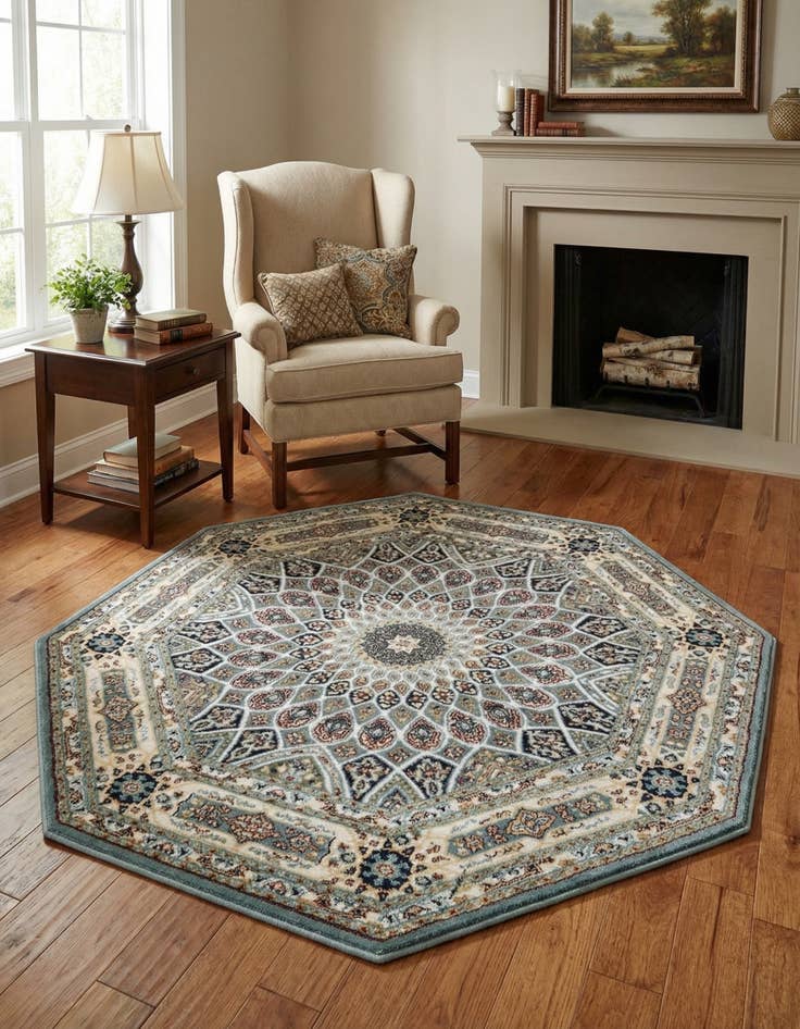 Detail image of  4' x 4' Nain Design Octagon Rug