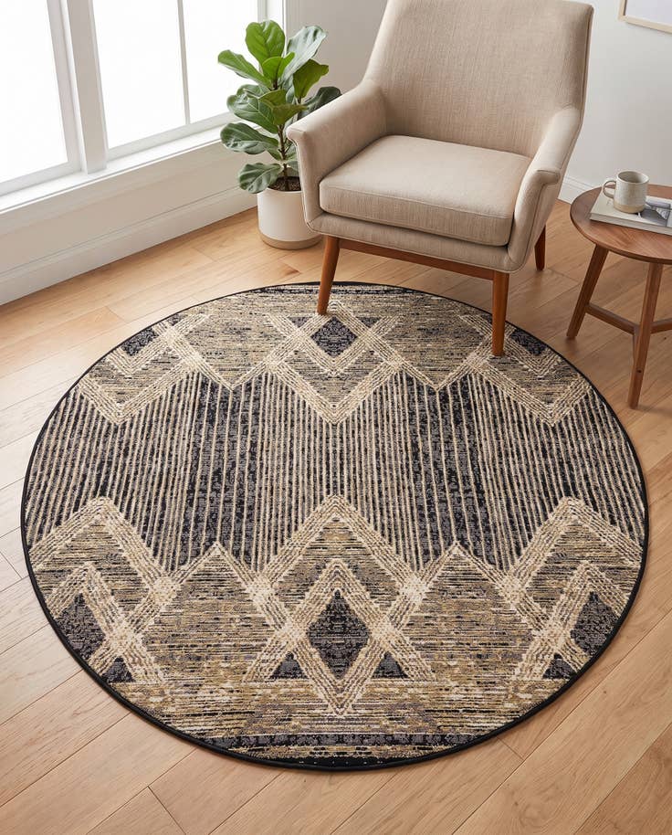 Detailansicht von 155cm x 155cm Leicht zu reinigen Modern Innen- / Aussenbereich Rund Teppich
