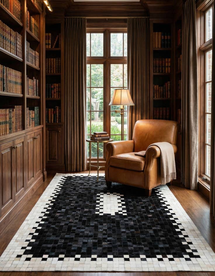 Detail image of 4' 11 x 7' 11 Cowhide Stocks Rug