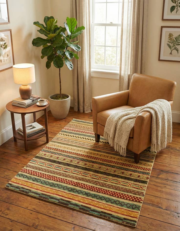 Detail image of 3' x 3' 11  Hand Knotted Modern Ziegler Rug