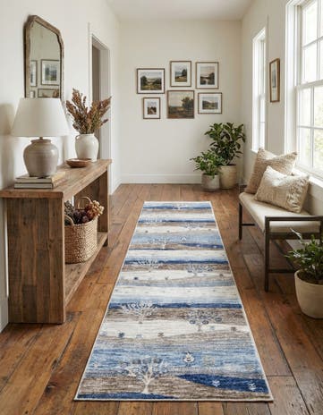 Blue Gray Gabbeh Runner Rug