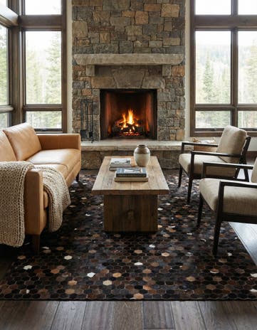 5' x 8' 2 Cowhide Leather Rug