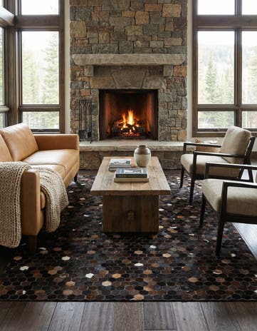 5' x 8' 2 Cowhide Leather Rug