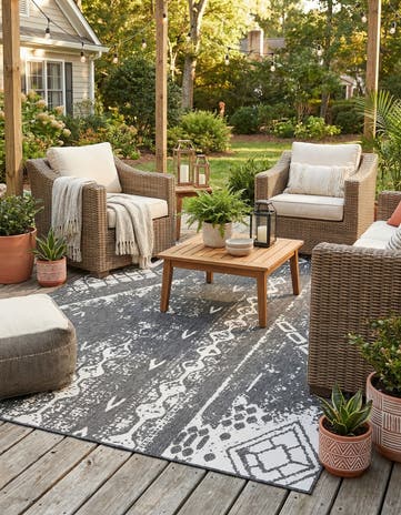 9' x 12' Easy-Clean Bohemian Indoor / Outdoor Rug