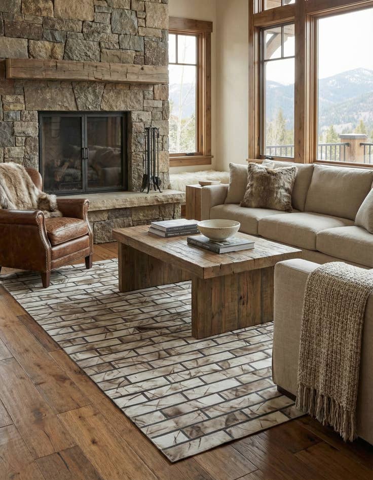 Detail image of  5' 2 x 8' 1 Cowhide - Patchwork Rug