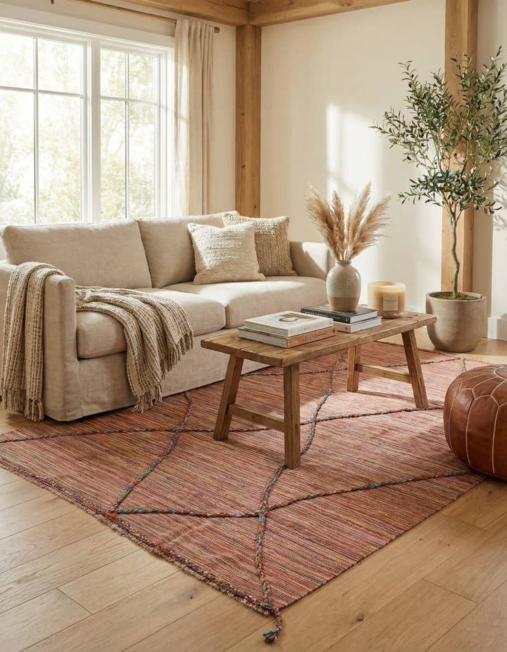 Detail image of 5' 3 x 8'  Hand Knotted Moroccan Wool Rug