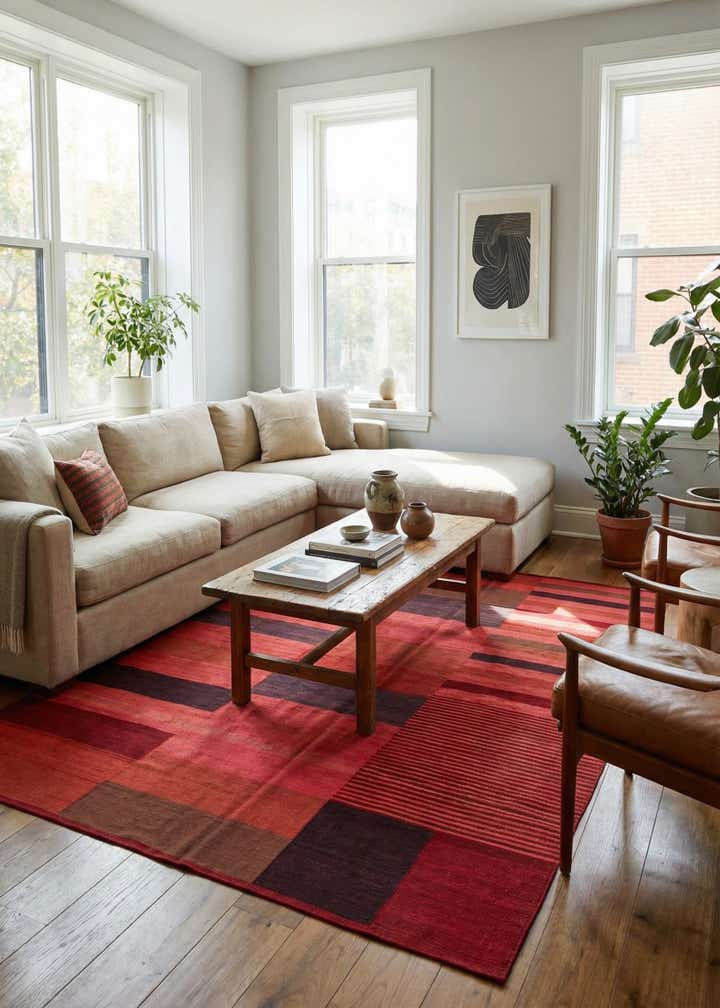 6' 8 x 9' 3 Hand Woven Kilim Modern Wool Rug