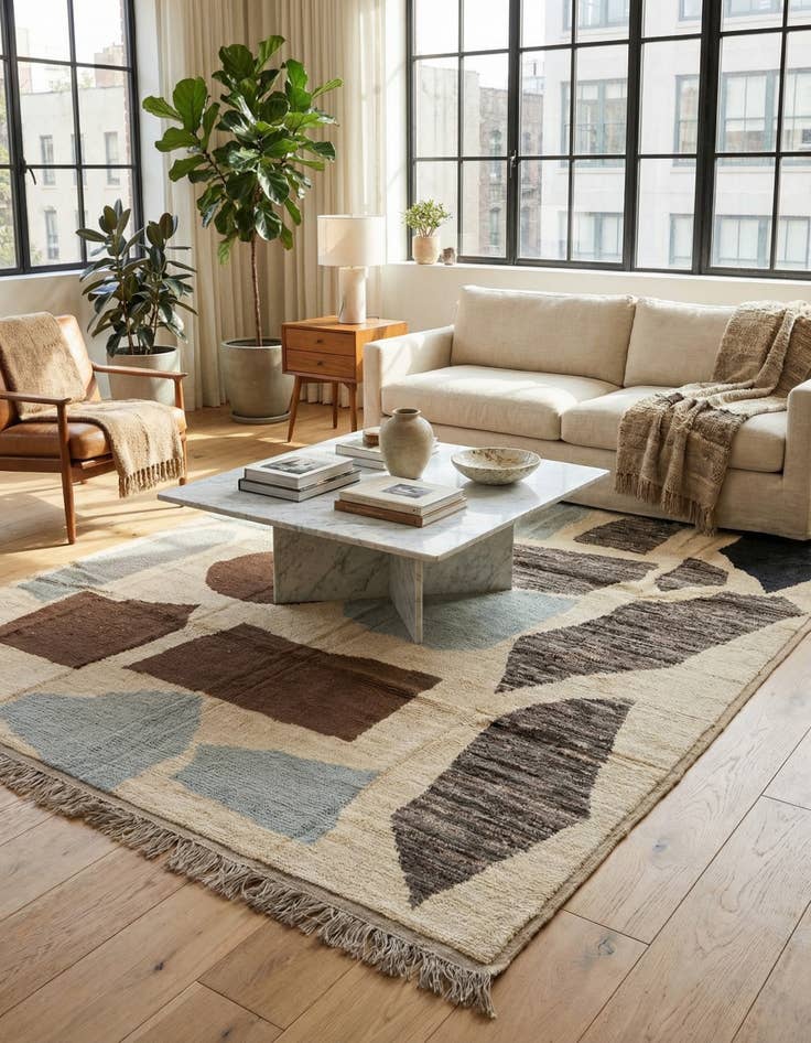 Detail image of 8' 5 x 10' 5  Hand Knotted Moroccan Wool Rug