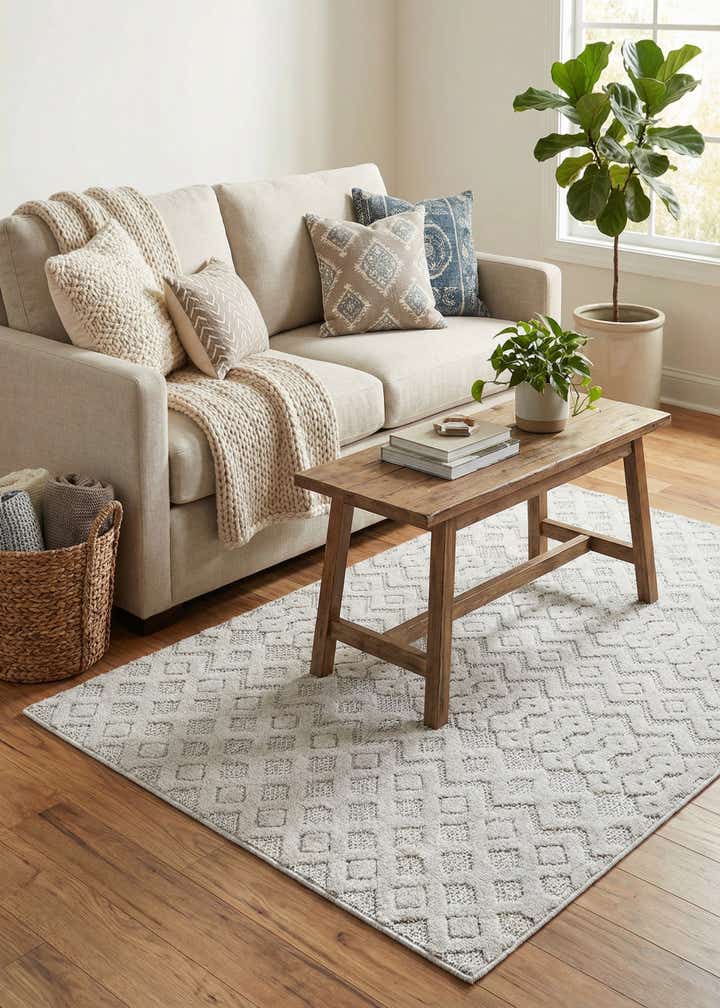 4' x 6' Easy-Clean Trellis Textured Indoor / Outdoor Rug