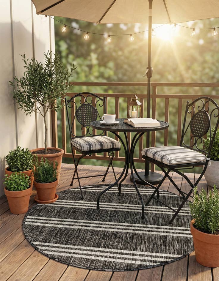 Detail image of 3' x 3'  Washable Jill Zarin Anguilla Indoor / Outdoor Round Rug