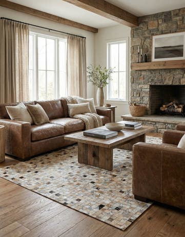5' 3 x 7' 5 Cowhide Stocks Rug