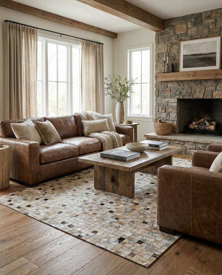 5' 3 x 7' 5 Cowhide Stocks Rug