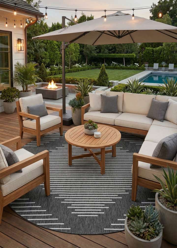 10' 8 x 10' 8 Easy-Clean Modern Indoor / Outdoor Round Rug