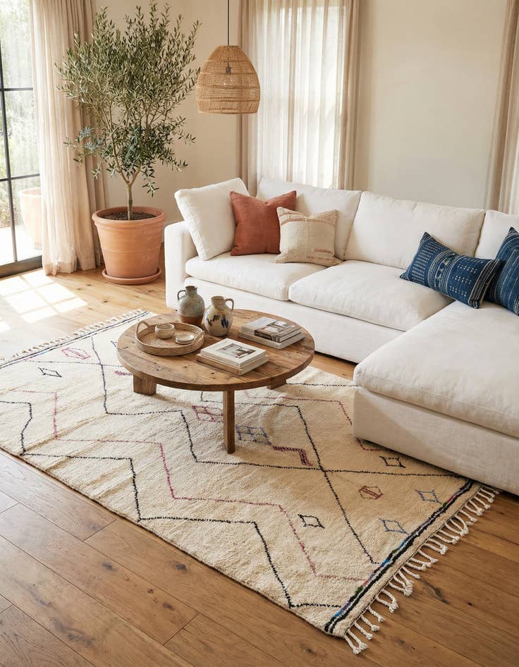 Detail image of 6' 9 x 9' 10  Hand Knotted Moroccan Wool Rug