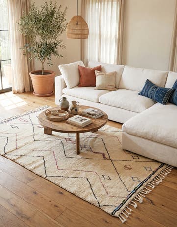 6' 9 x 9' 10 Hand Knotted Moroccan Wool Rug