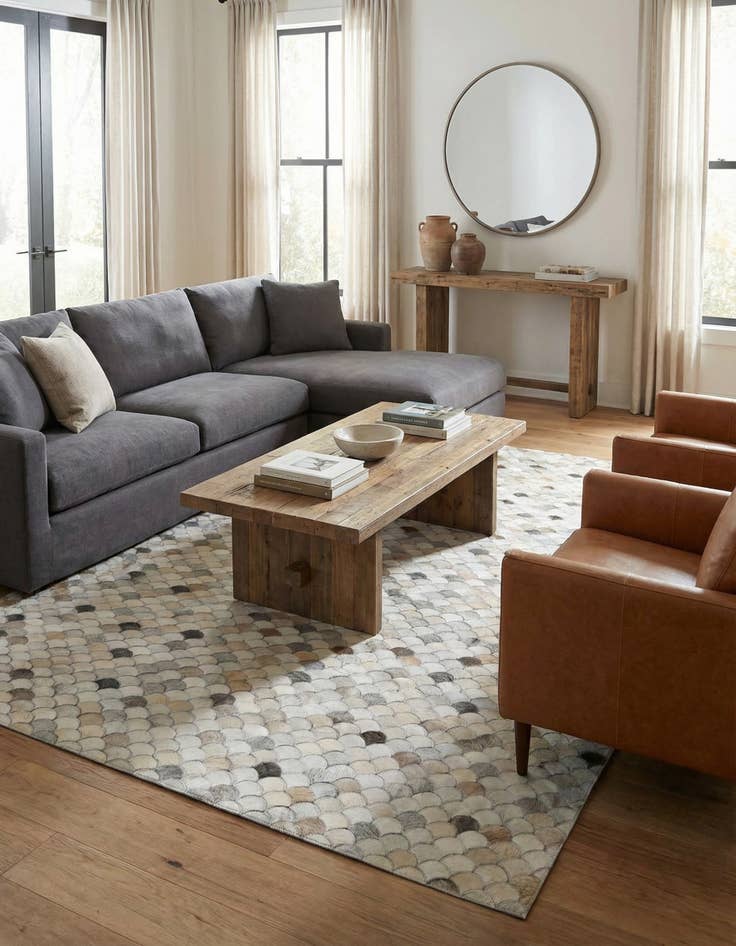 Detail image of 5' 2 x 8' 1 Cowhide Leather Rug