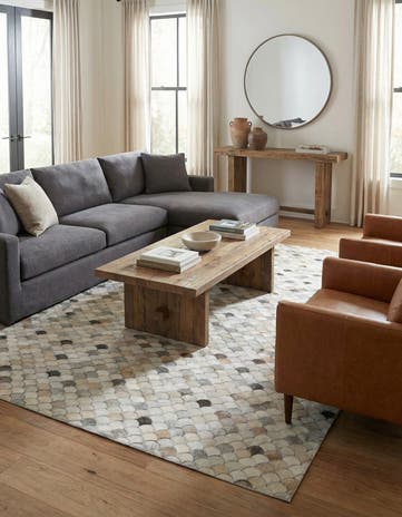 5' 2 x 8' 1 Cowhide Leather Rug