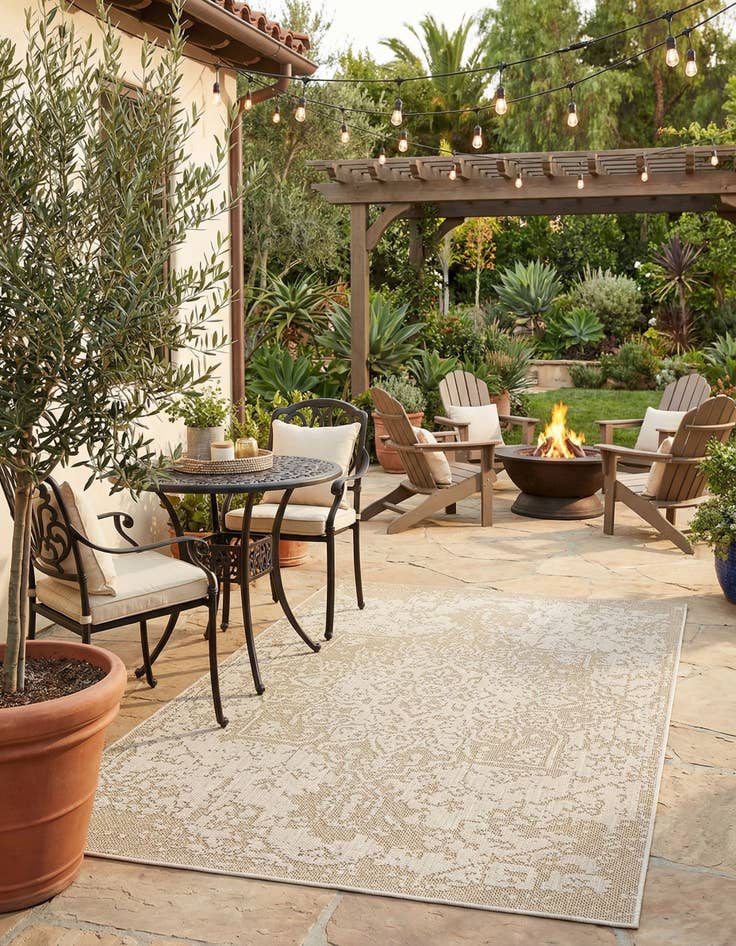 Detail image of 5' 3 x 8'  Washable Traditional Indoor / Outdoor Rug