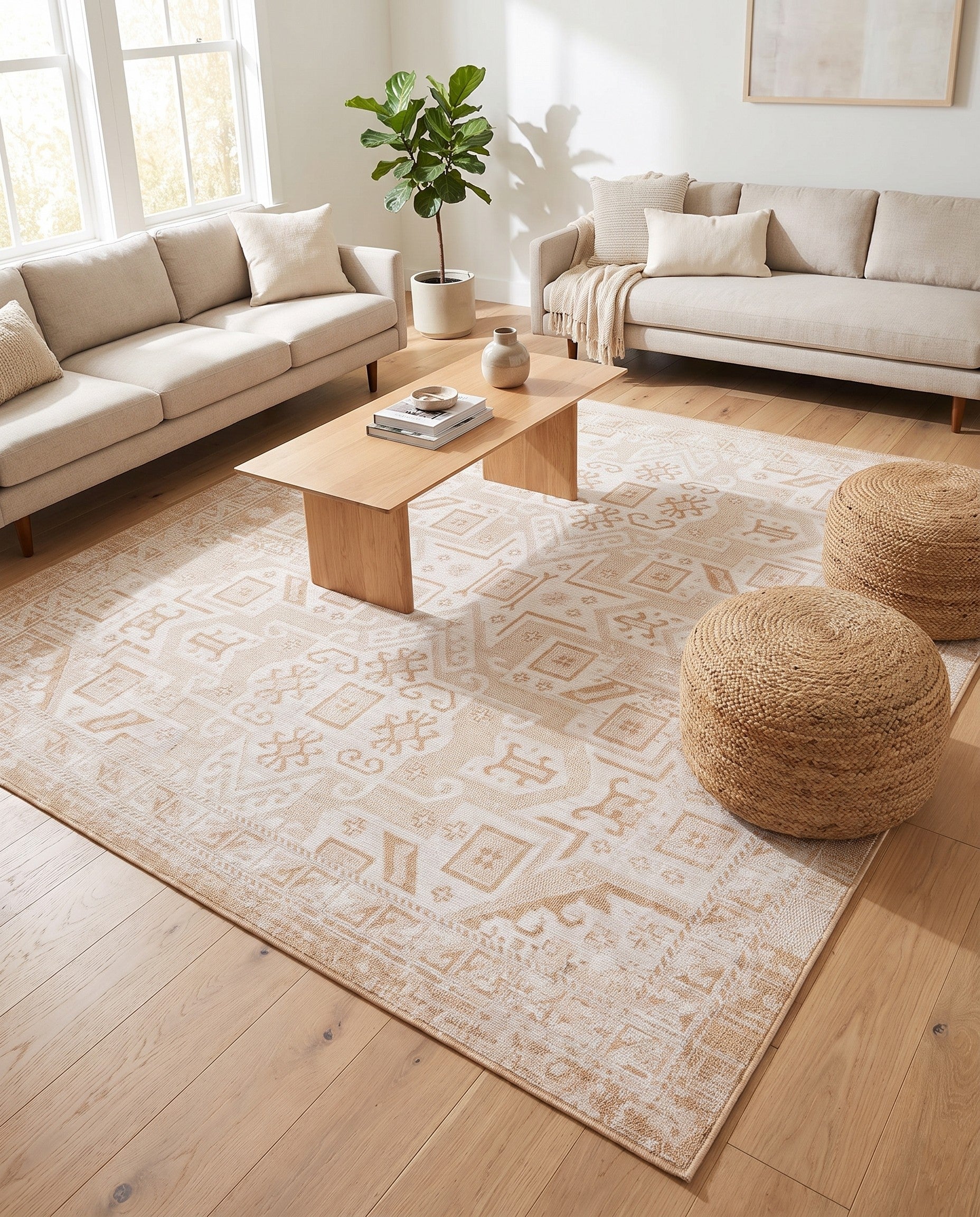 7' 10 x 7' 10 Easy-Clean Aztec Indoor / Outdoor Square Rug
