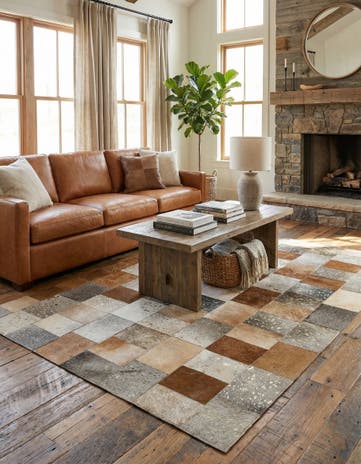 4' 1 x 5' 10 Cowhide - Patchwork Rug