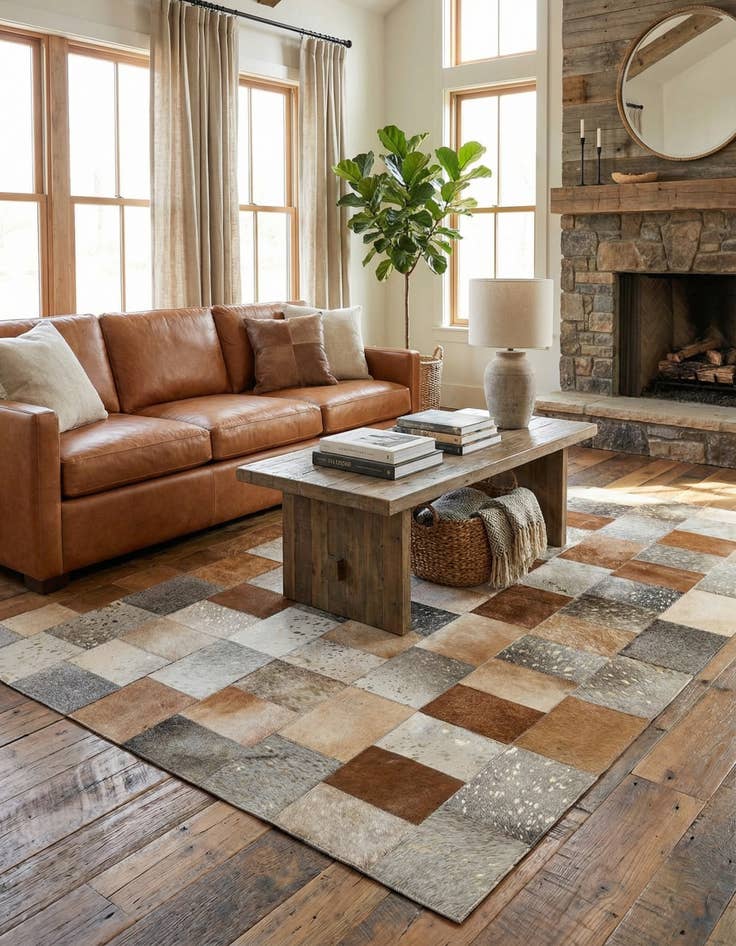 Detail image of 4' 1 x 5' 10 Cowhide - Patchwork Rug