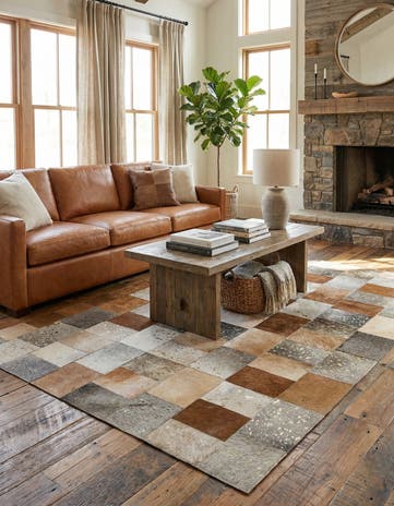 4' 1 x 5' 10 Cowhide - Patchwork Rug