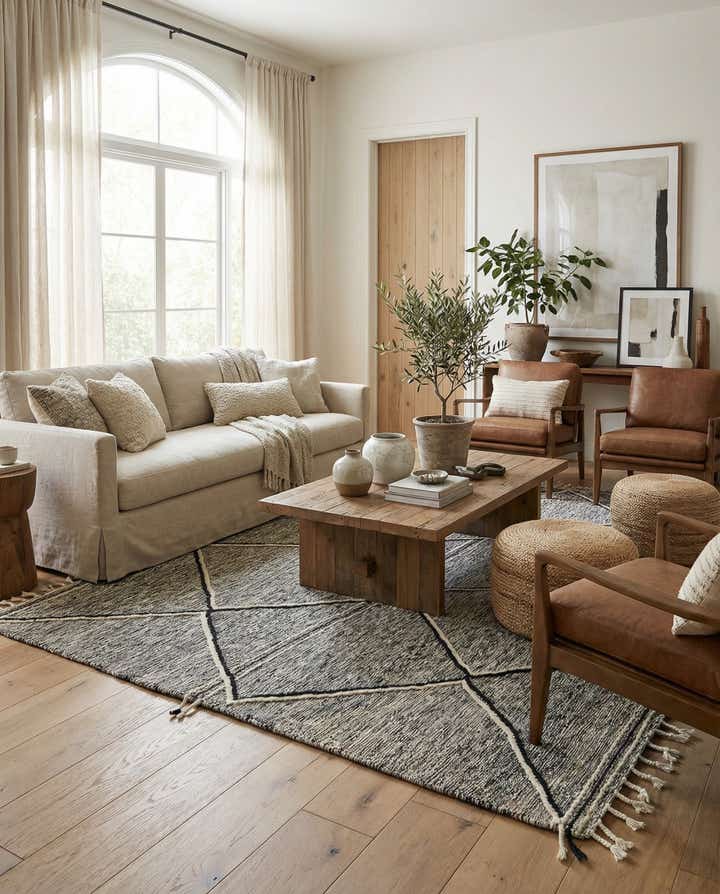 6' 9 x 9' 10 Hand Knotted Moroccan Wool Rug