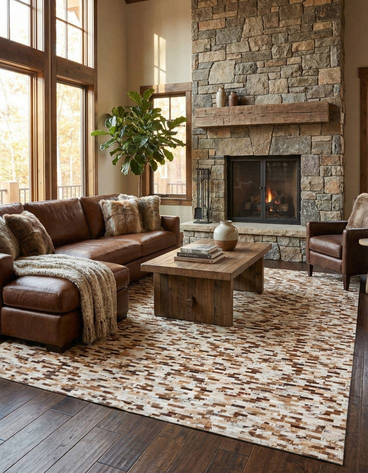 Detail image of 8' x 9' 10 Cowhide Leather Rug