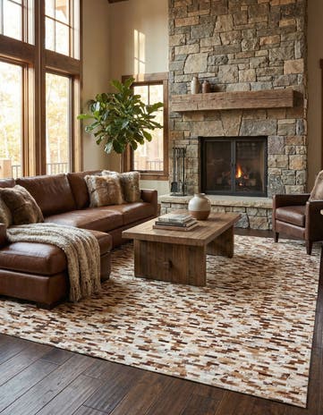 8' x 9' 10 Cowhide Leather Rug