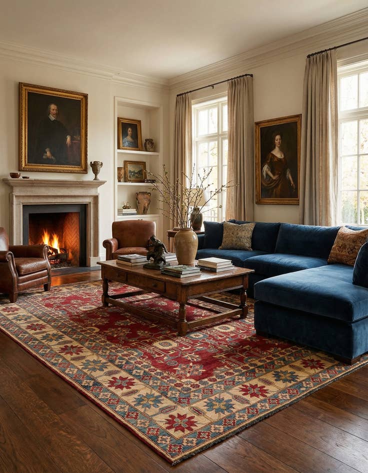 Detail image of  8' 2 x 12' 1  Hand Knotted Ziegler Wool Rug