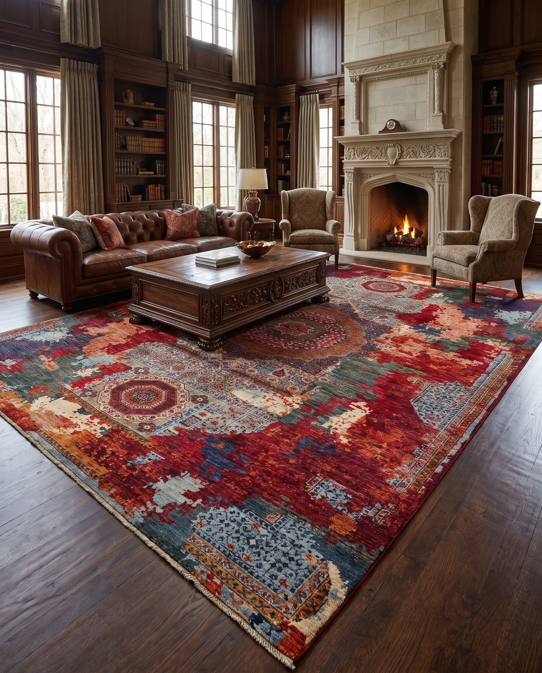 10' 4 x 12' 9 Hand Knotted Mamluk Ziegler Rug