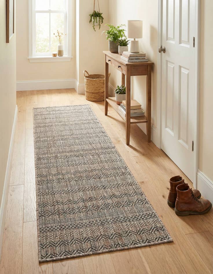 Detail image of 2' x 6'  Washable Striped Indoor / Outdoor Runner Rug