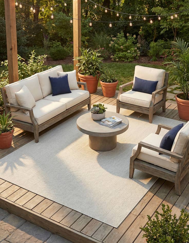 Detail image of  7' 10 x 10'  Washable Solid Indoor / Outdoor Rug