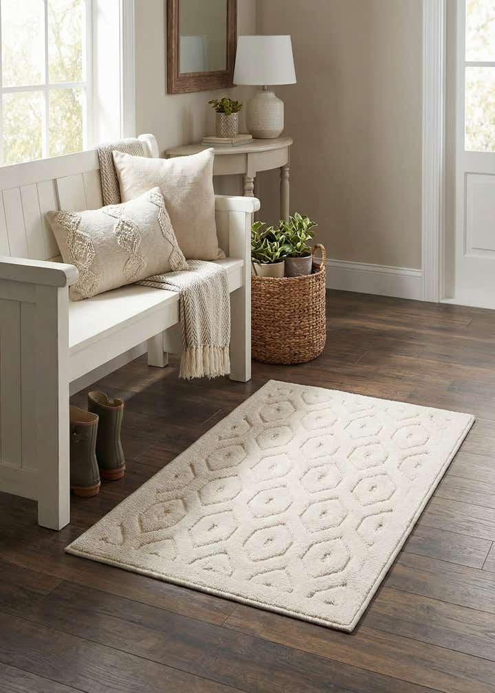 2' x 3' Easy-Clean Trellis Textured Indoor / Outdoor Rug