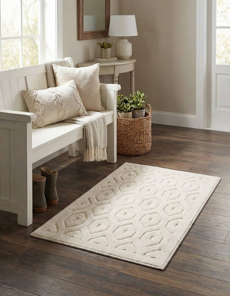 Detail image of 2' x 3'  Washable Trellis Textured Indoor / Outdoor Rug