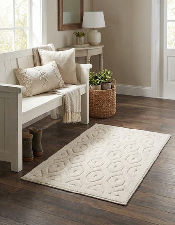 2' x 3' Easy-Clean Trellis Textured Indoor / Outdoor Rug