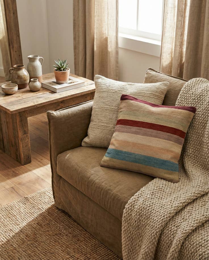 Detail image of 2' 5 x 2' 5 Hand Woven Pillow Wool Square Rug
