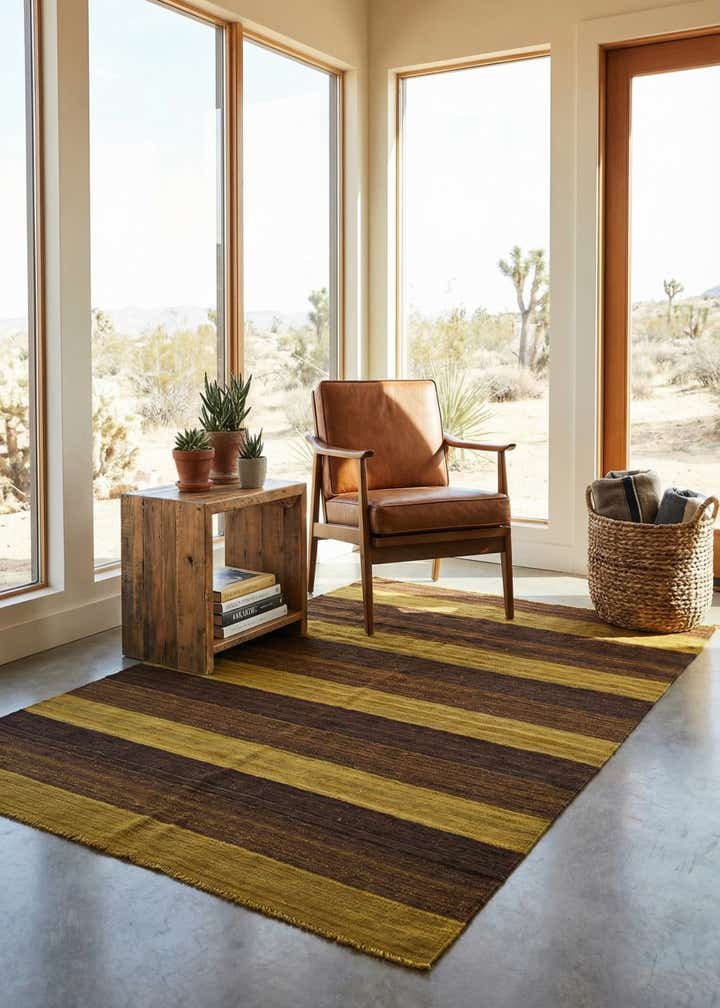 5' 1 x 6' 11 Hand Woven Kilim Afghan Wool Rug