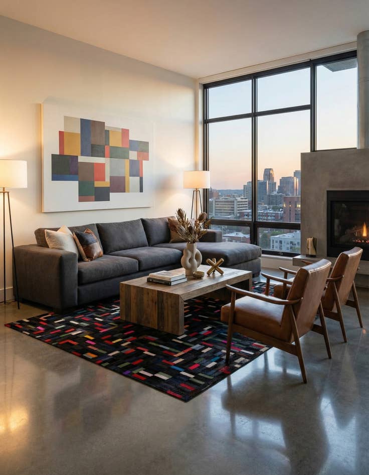 Detail image of  5' 1 x 7' 11 Cowhide - Patchwork Rug