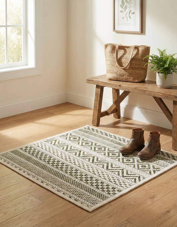 Detail image of 1' 4 x 1' 4  Washable Striped Indoor / Outdoor Sample Rug