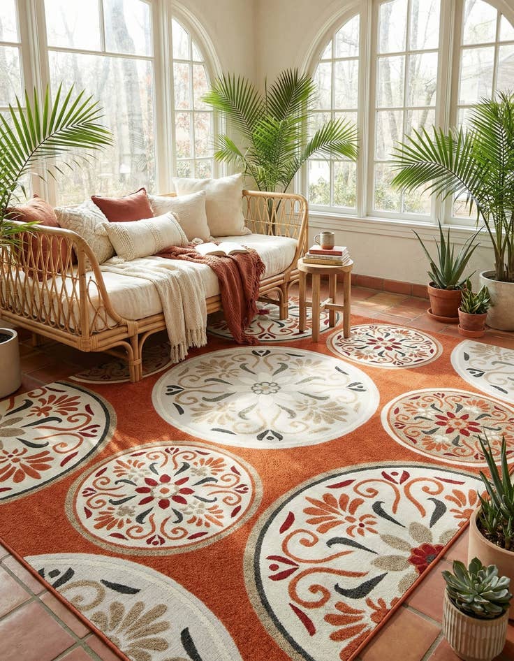 Detail image of 9' x 12' 2  Washable Modern Indoor / Outdoor Rug