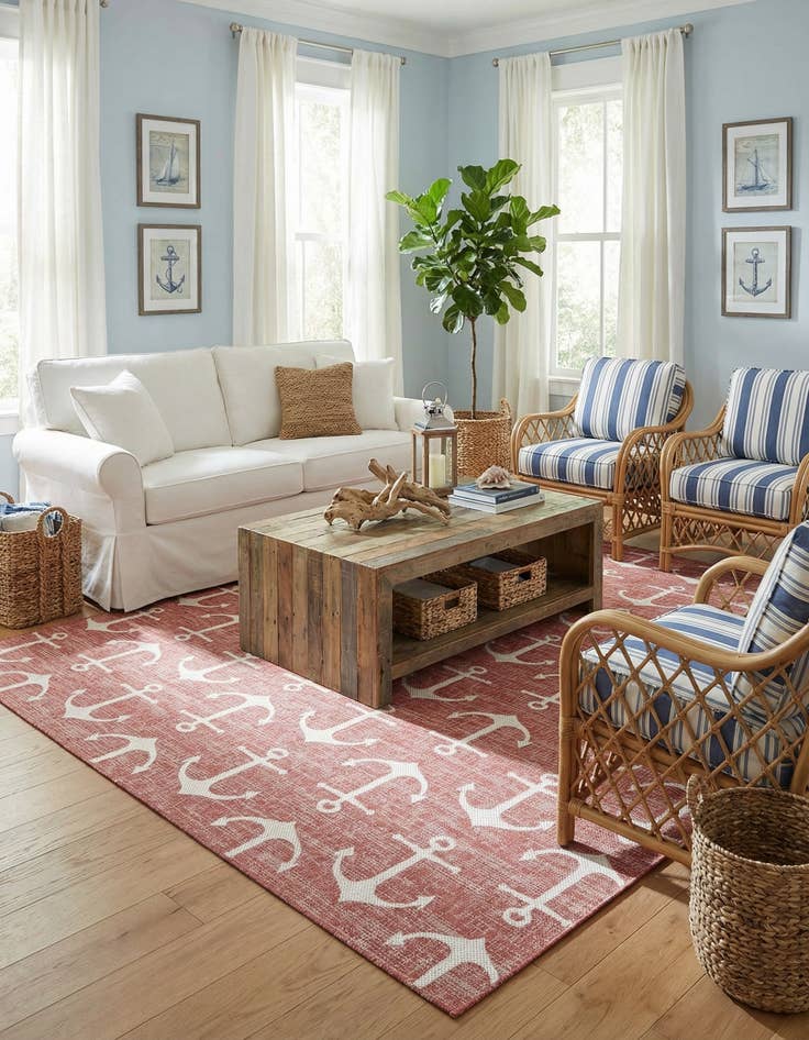 Detail image of 10' x 13'  Washable Coastal Indoor / Outdoor Rug