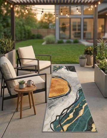 2' 7 x 10' Easy-Clean Modern Indoor / Outdoor Runner Rug