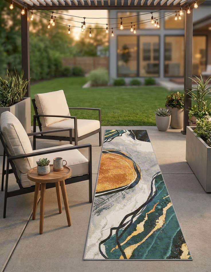 Detail image of 2' 7 x 10'  Washable Modern Indoor / Outdoor Runner Rug