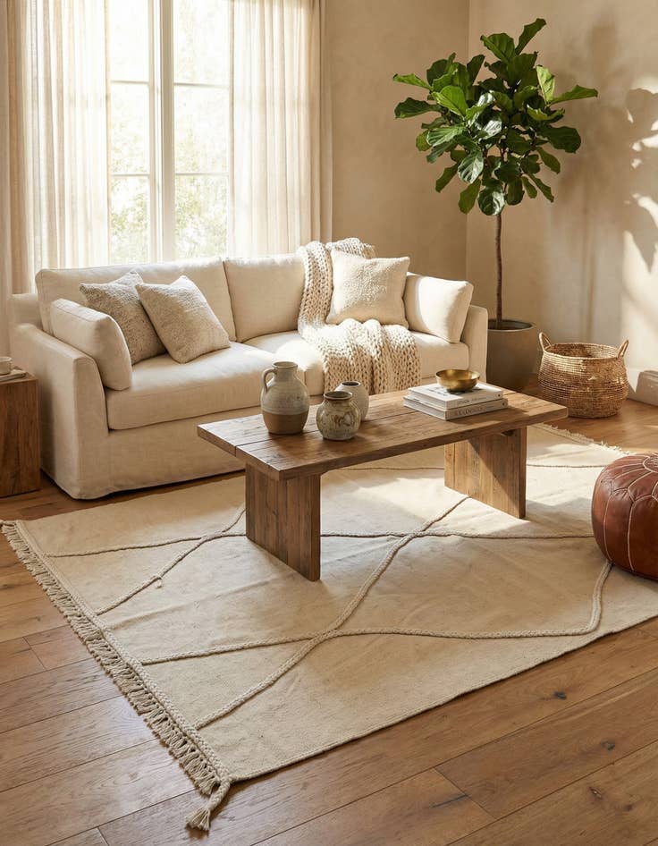 Detail image of 4' 2 x 6'  Hand Woven Kilim Modern Wool Rug