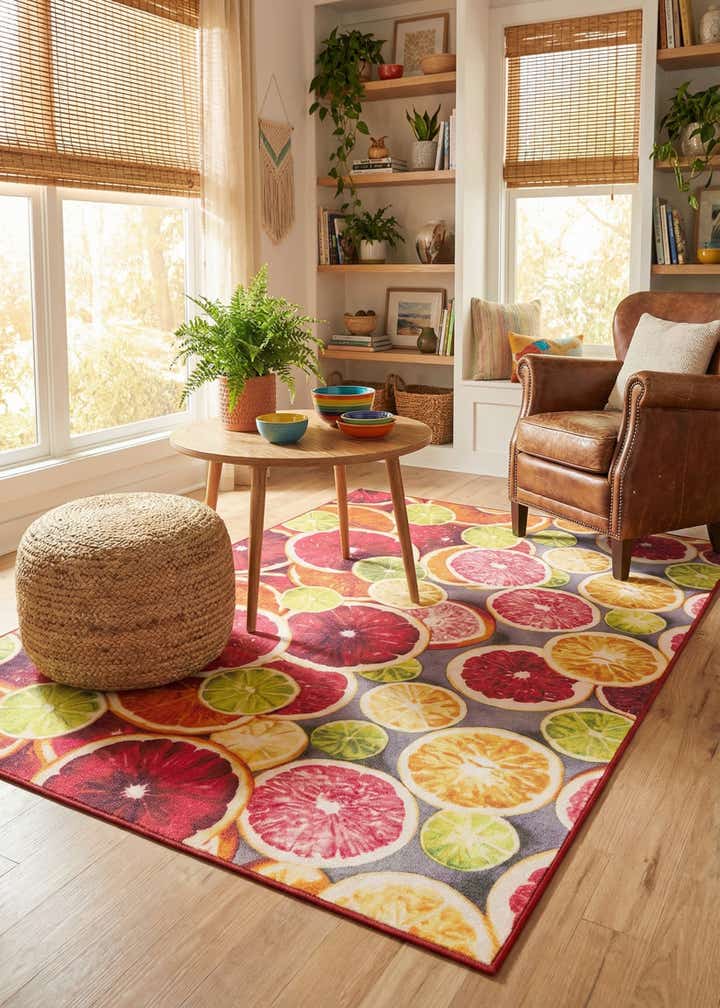 6' 1 x 9' Easy-Clean Jill Zarin Caribbean Indoor / Outdoor Rug