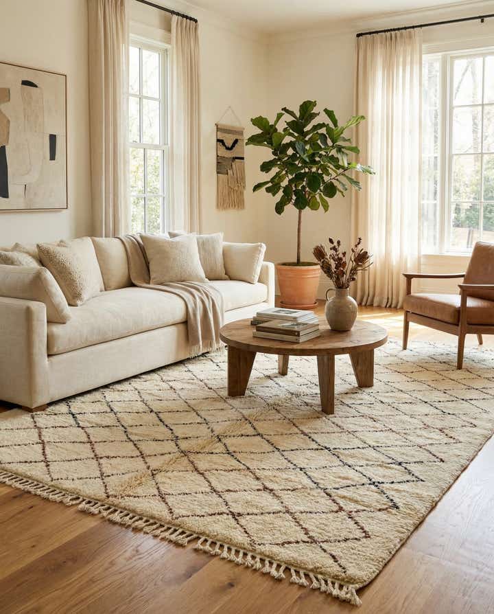 6' 7 x 10' 3 Hand Knotted Moroccan Wool Rug