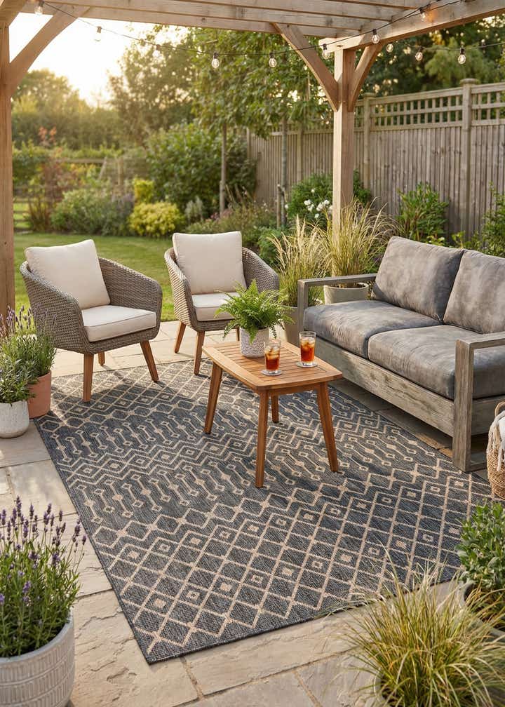 7' 10 x 11' Easy-Clean Trellis Indoor / Outdoor Rug