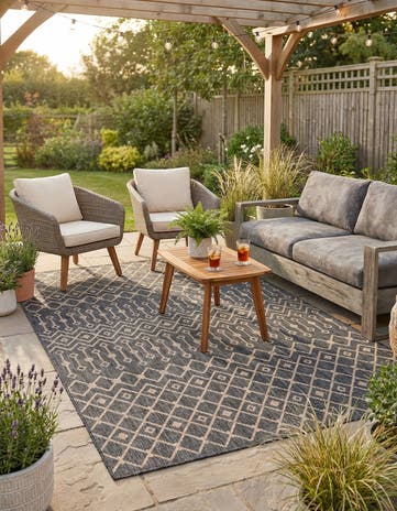 7' 10 x 11' Easy-Clean Lattice Indoor / Outdoor Rug