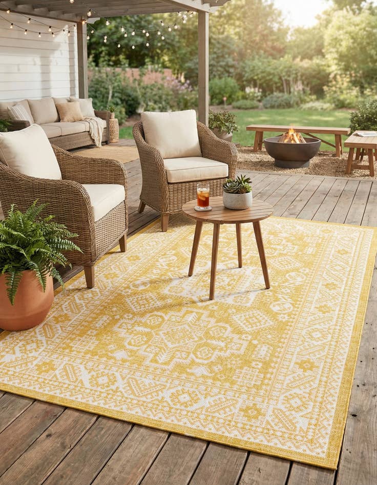 Detail image of 6' x 9'  Washable Aztec Indoor / Outdoor Rug